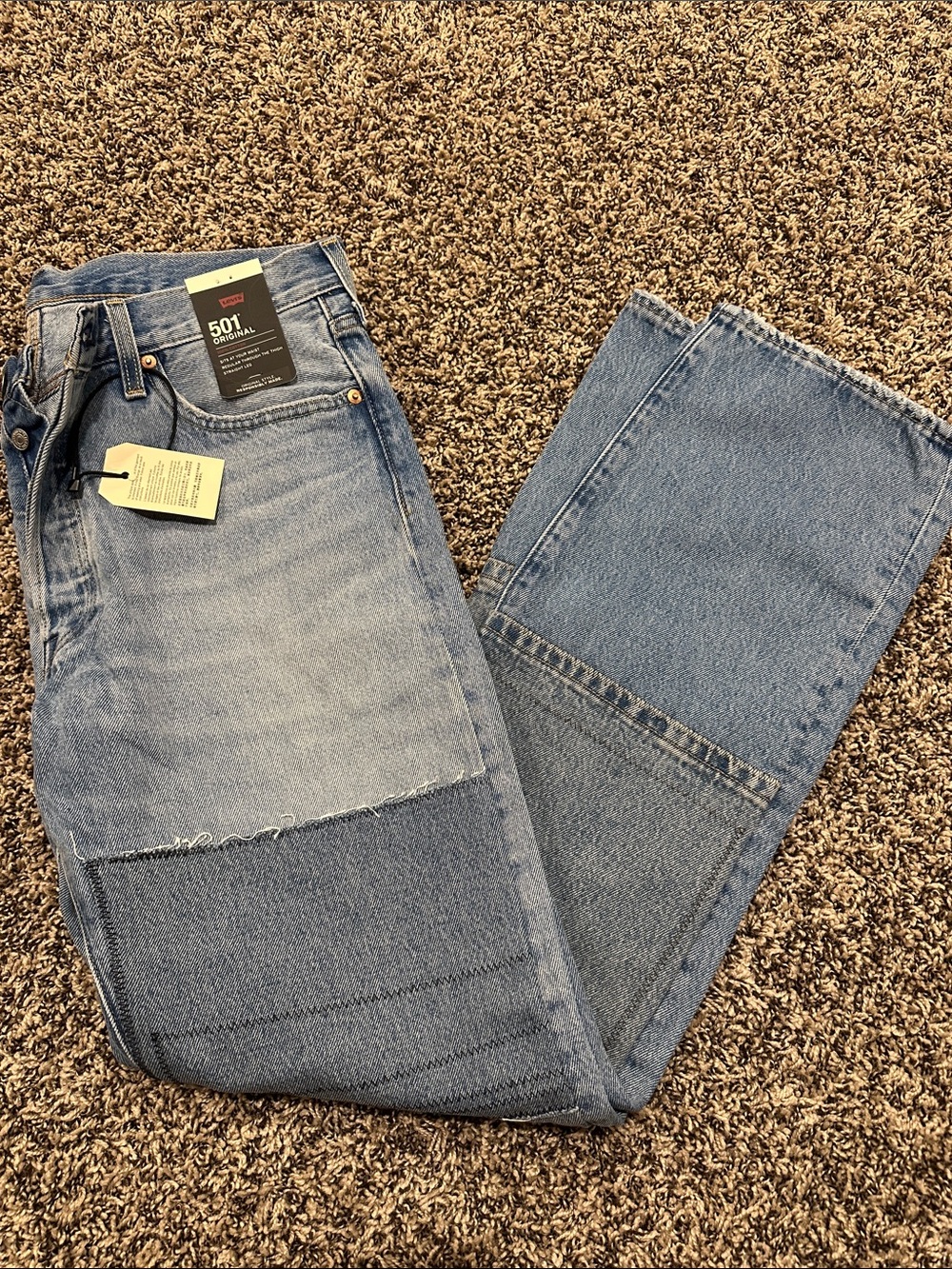 Levi's Women's Straight Leg Patchwork Light Blue Jeans
